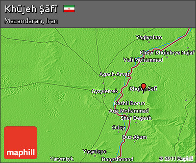 Political 3D Map of Khūjeh Şāfī
