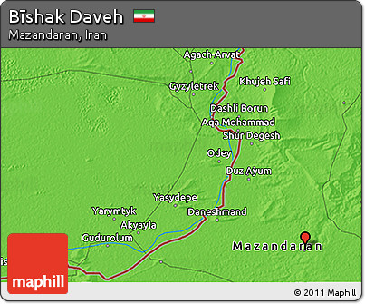 Political 3D Map of Bīshak Daveh