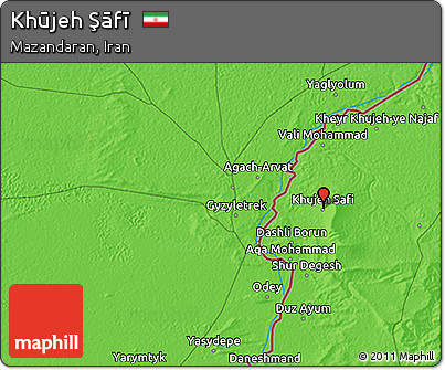 Political 3D Map of Khūjeh Şāfī