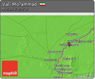 Political 3D Map of Valī Moḩammad