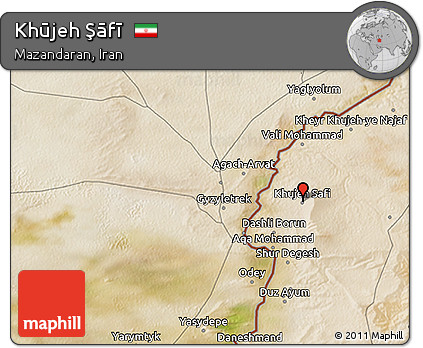 Satellite 3D Map of Khūjeh Şāfī