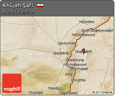 Satellite 3D Map of Khūjeh Şāfī
