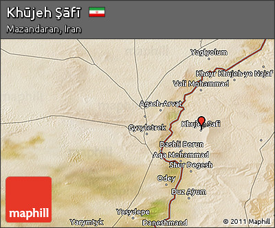 Satellite 3D Map of Khūjeh Şāfī