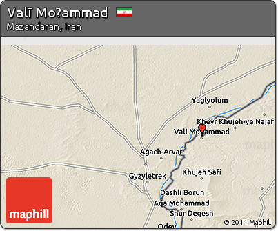 Shaded Relief 3D Map of Valī Moḩammad