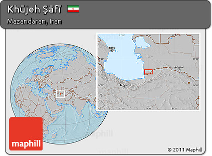 Gray Location Map of Khūjeh Şāfī, hill shading