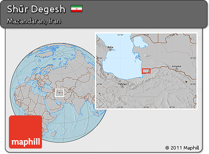 Gray Location Map of Shūr Degesh, hill shading