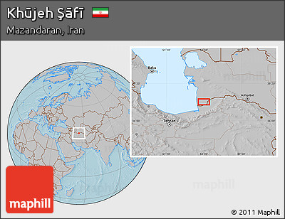 Gray Location Map of Khūjeh Şāfī, hill shading
