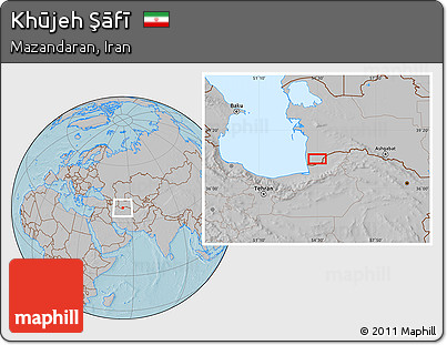 Gray Location Map of Khūjeh Şāfī, hill shading