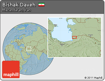 Savanna Style Location Map of Bīshak Daveh, hill shading