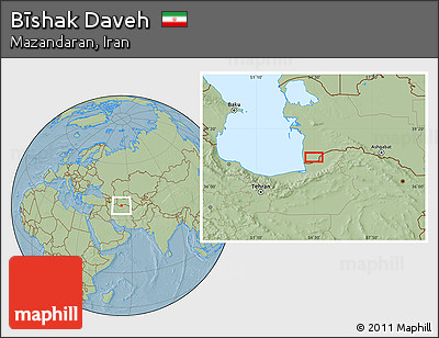Savanna Style Location Map of Bīshak Daveh, hill shading