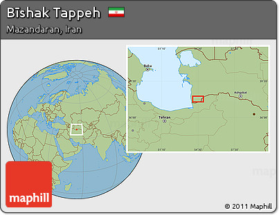 Savanna Style Location Map of Bīshak Tappeh