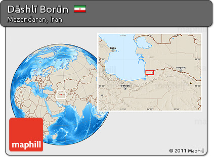 Shaded Relief Location Map of Dāshlī Borūn