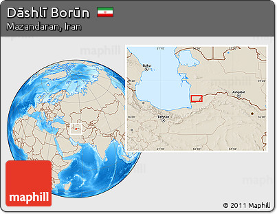 Shaded Relief Location Map of Dāshlī Borūn