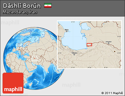 Shaded Relief Location Map of Dāshlī Borūn
