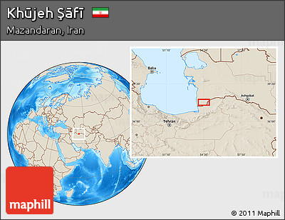 Shaded Relief Location Map of Khūjeh Şāfī