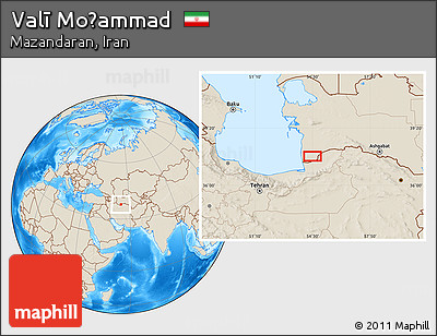 Shaded Relief Location Map of Valī Moḩammad