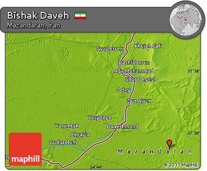 Physical Map of Bīshak Daveh