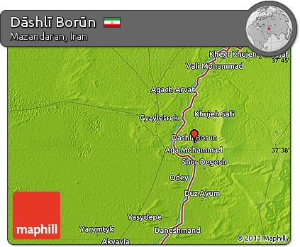 Physical Map of Dāshlī Borūn