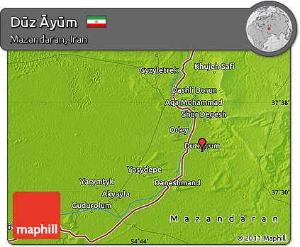 Physical Map of Dūz Āyūm