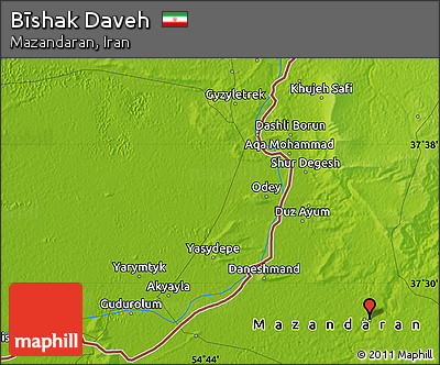 Physical Map of Bīshak Daveh