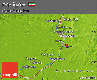 Physical Map of Dūz Āyūm