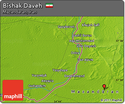 Physical Map of Bīshak Daveh
