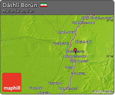 Physical Map of Dāshlī Borūn