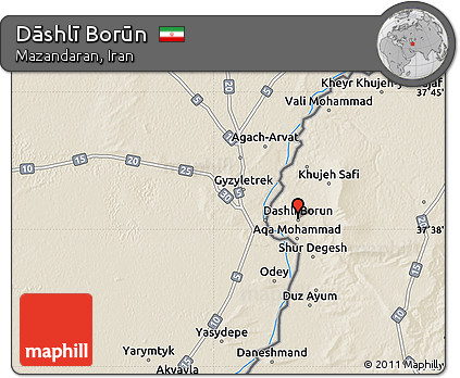 Shaded Relief Map of Dāshlī Borūn
