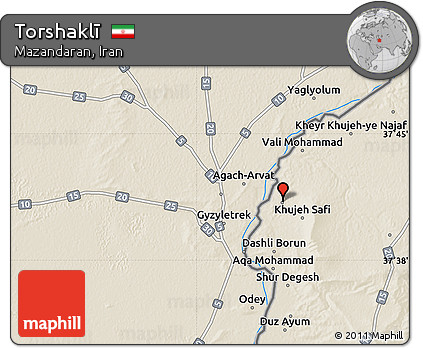 Shaded Relief Map of Torshaklī