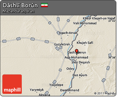 Shaded Relief Map of Dāshlī Borūn