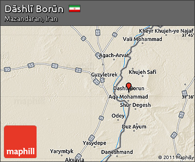 Shaded Relief Map of Dāshlī Borūn