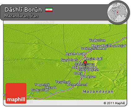 Physical Panoramic Map of Dāshlī Borūn