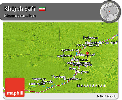 Physical Panoramic Map of Khūjeh Şāfī