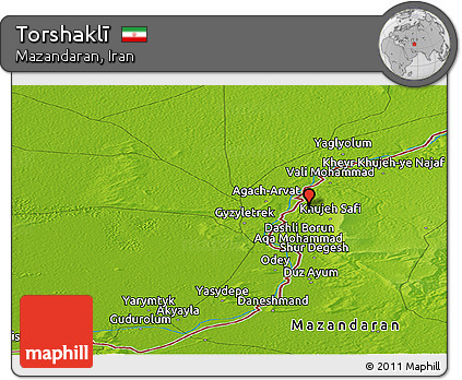 Physical Panoramic Map of Torshaklī
