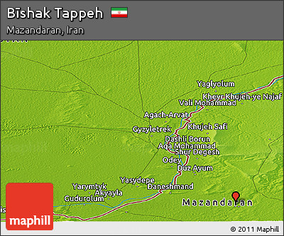 Physical Panoramic Map of Bīshak Tappeh