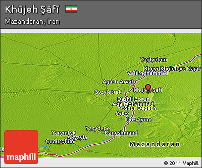 Physical Panoramic Map of Khūjeh Şāfī