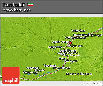 Physical Panoramic Map of Torshaklī