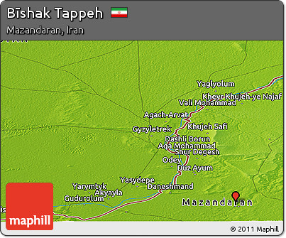 Physical Panoramic Map of Bīshak Tappeh