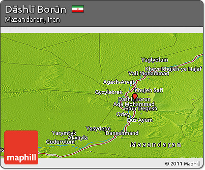 Physical Panoramic Map of Dāshlī Borūn