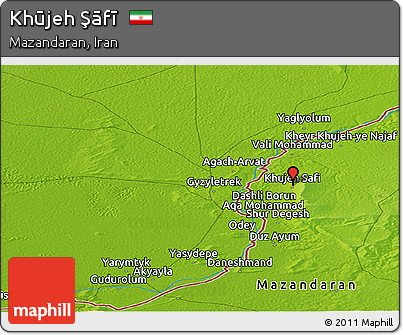 Physical Panoramic Map of Khūjeh Şāfī