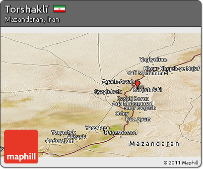 Satellite Panoramic Map of Torshaklī