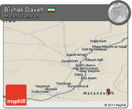 Shaded Relief Panoramic Map of Bīshak Daveh