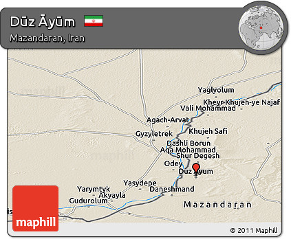 Shaded Relief Panoramic Map of Dūz Āyūm