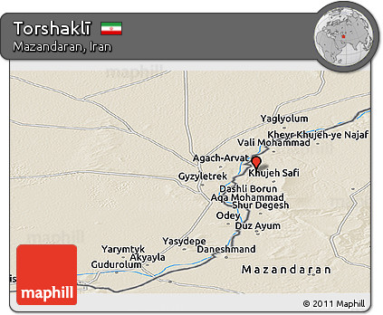 Shaded Relief Panoramic Map of Torshaklī