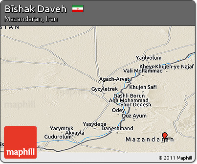 Shaded Relief Panoramic Map of Bīshak Daveh