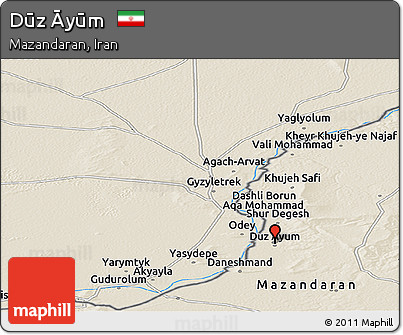 Shaded Relief Panoramic Map of Dūz Āyūm