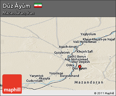Shaded Relief Panoramic Map of Dūz Āyūm