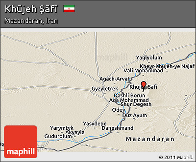 Shaded Relief Panoramic Map of Khūjeh Şāfī