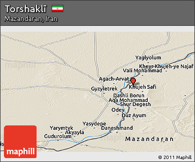 Shaded Relief Panoramic Map of Torshaklī