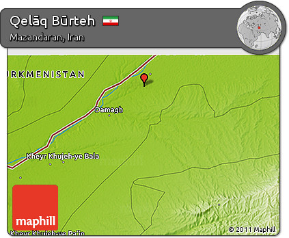 Physical 3D Map of Qelāq Būrteh